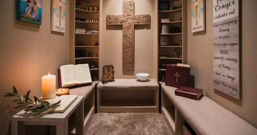 An elegant, real-time interactive digital prayer board interface, displaying localized prayer requests from multiple time zones illuminated next to a worn leather Bible.